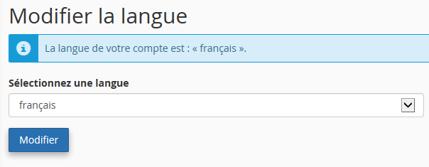 cPanel : changement de langue