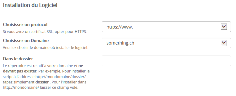 Installation WordPress : Paramètres d'installation